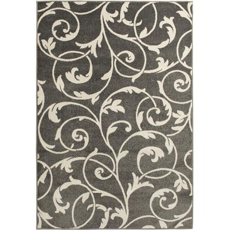 Central Oriental Central Oriental 2327TW71.084 6 ft. 7 in. x 9 ft. 6 in. Courtyard Macala Rug; Grey 2327TW71.084